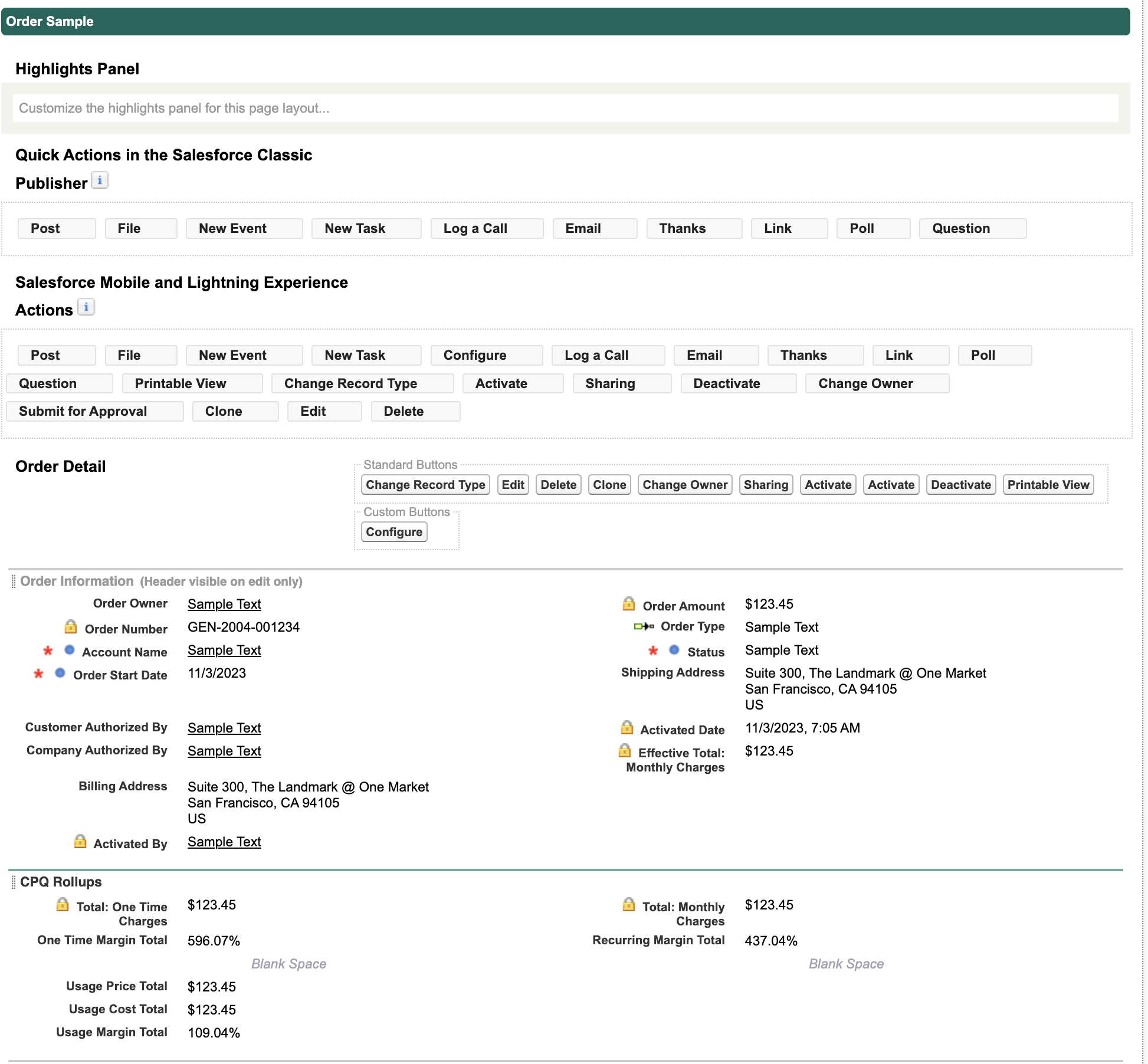 Order Layout