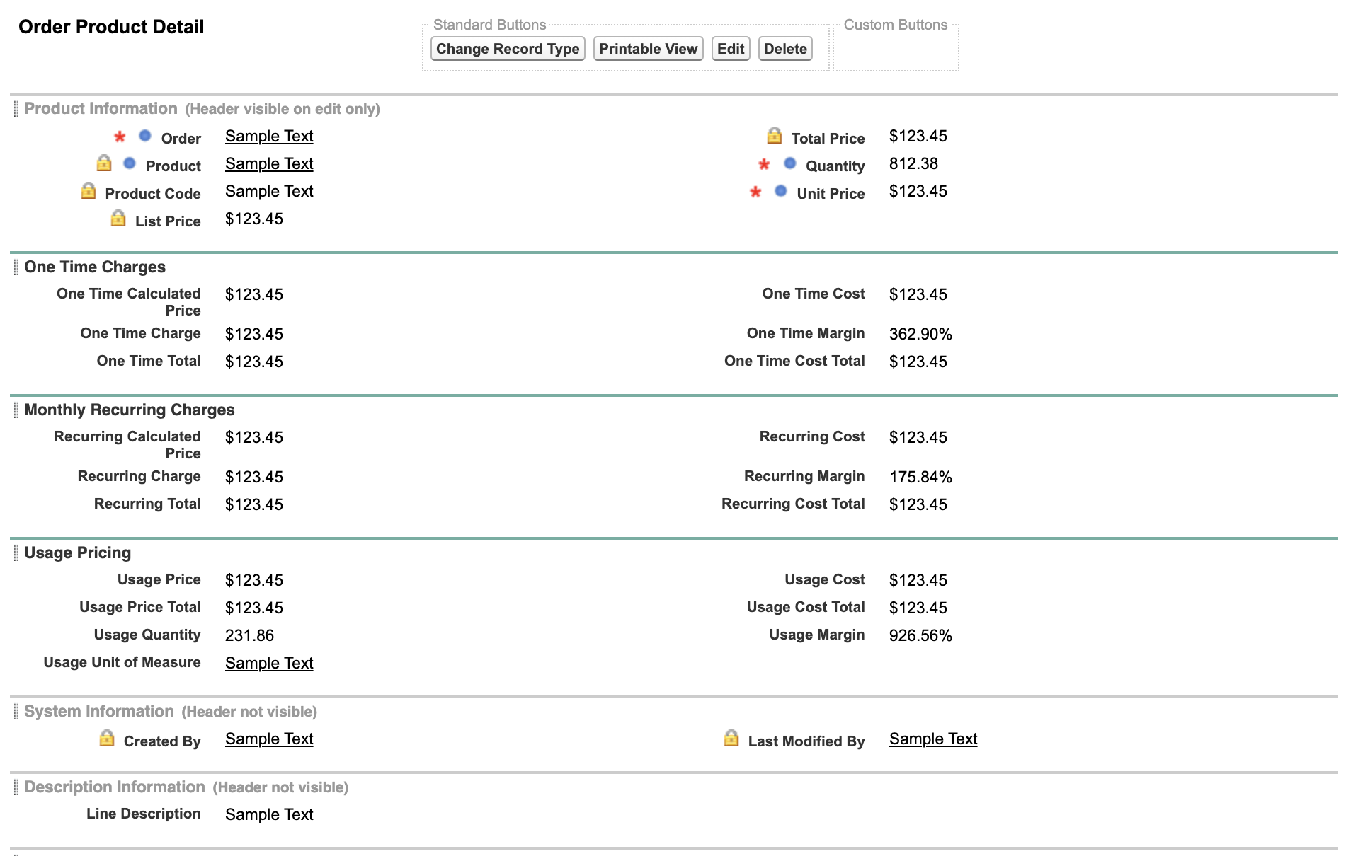 Order Product Layout